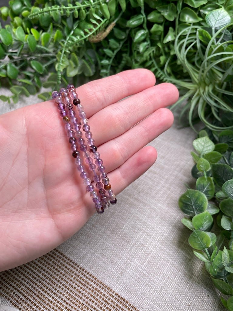 Purple Garden Quartz 4mm Beaded Bracelet | Copper Ashes