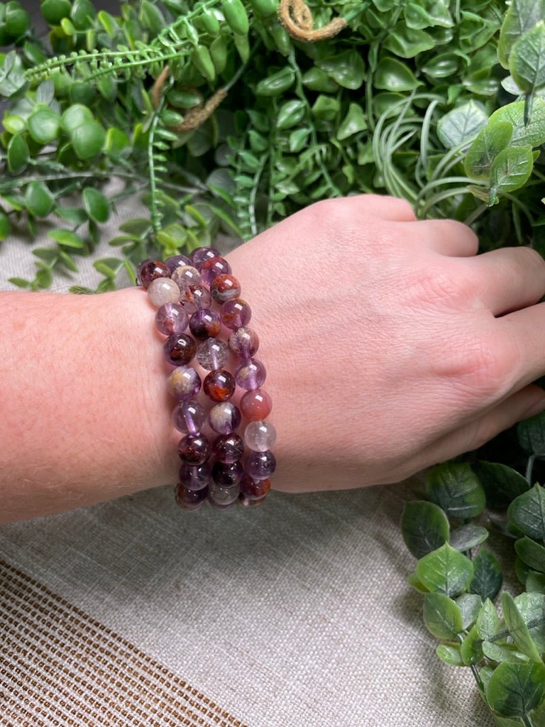 Purple Garden Quartz 8mm Beaded Bracelet | Copper Ashes