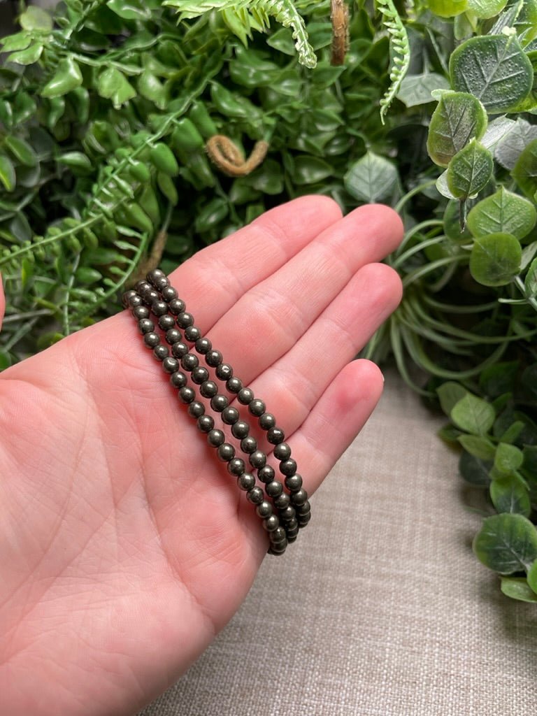 Pyrite 4mm Beaded Bracelet | Copper Ashes
