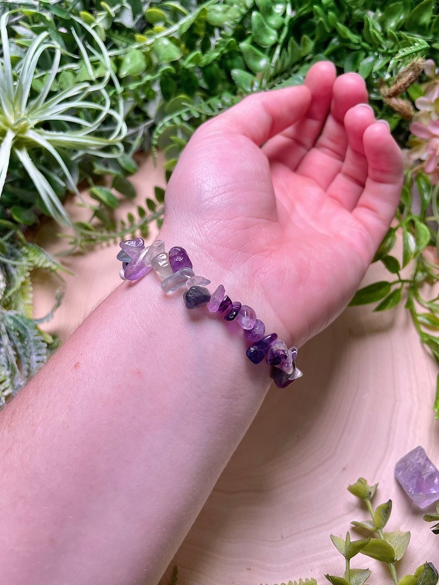 Rainbow Fluorite Chip Bracelet | Copper Ashes