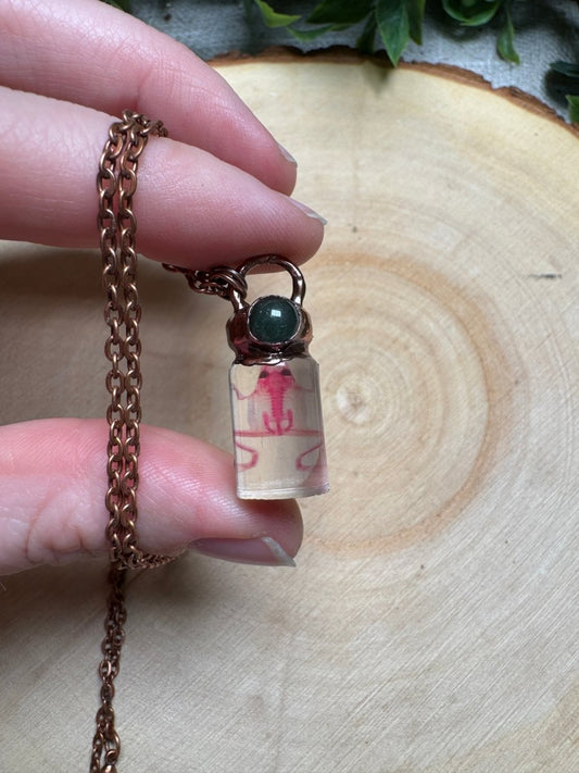 Resin Diaphonized Frog and Green Aventurine Necklace | Copper Ashes