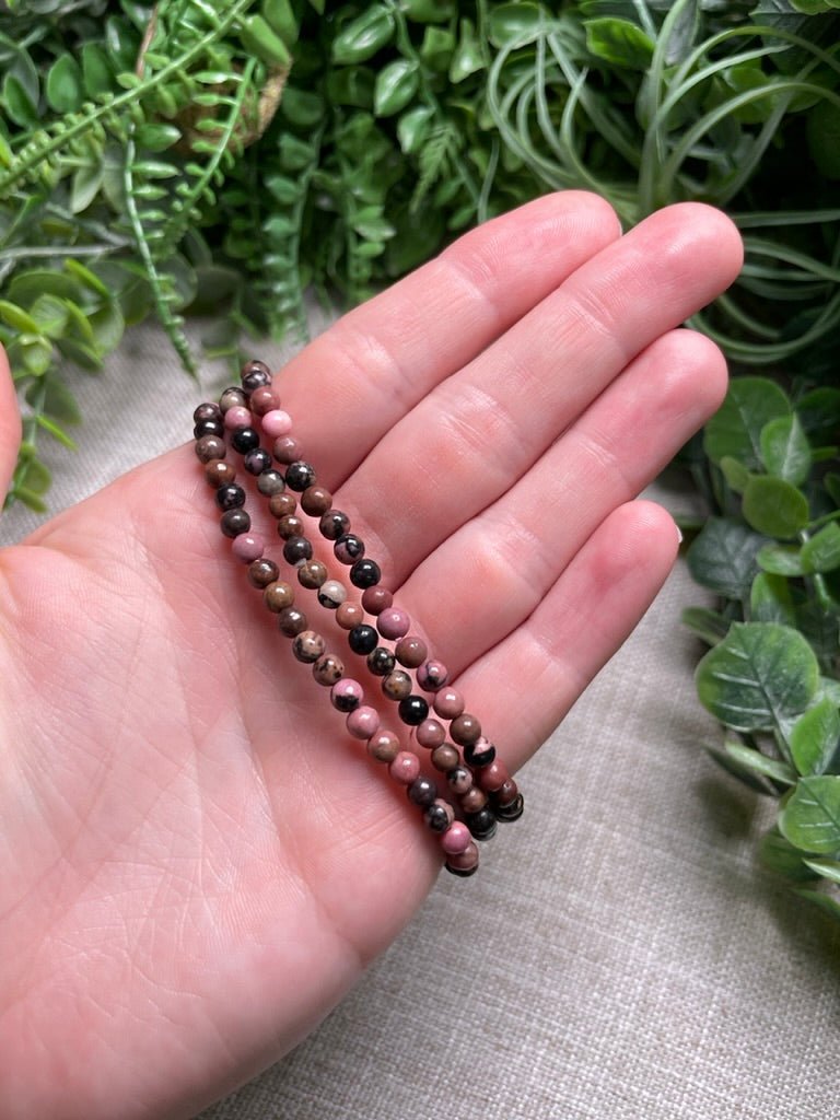 Rhodonite 4mm Beaded Bracelet | Copper Ashes