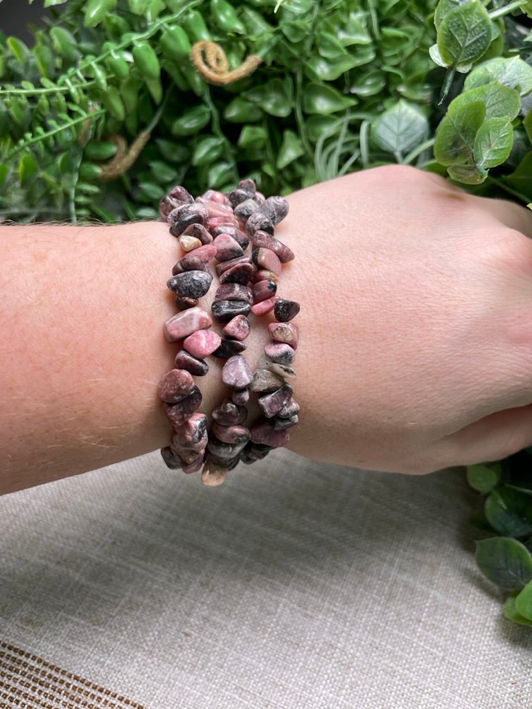 Rhodonite Chip Bracelet | Copper Ashes