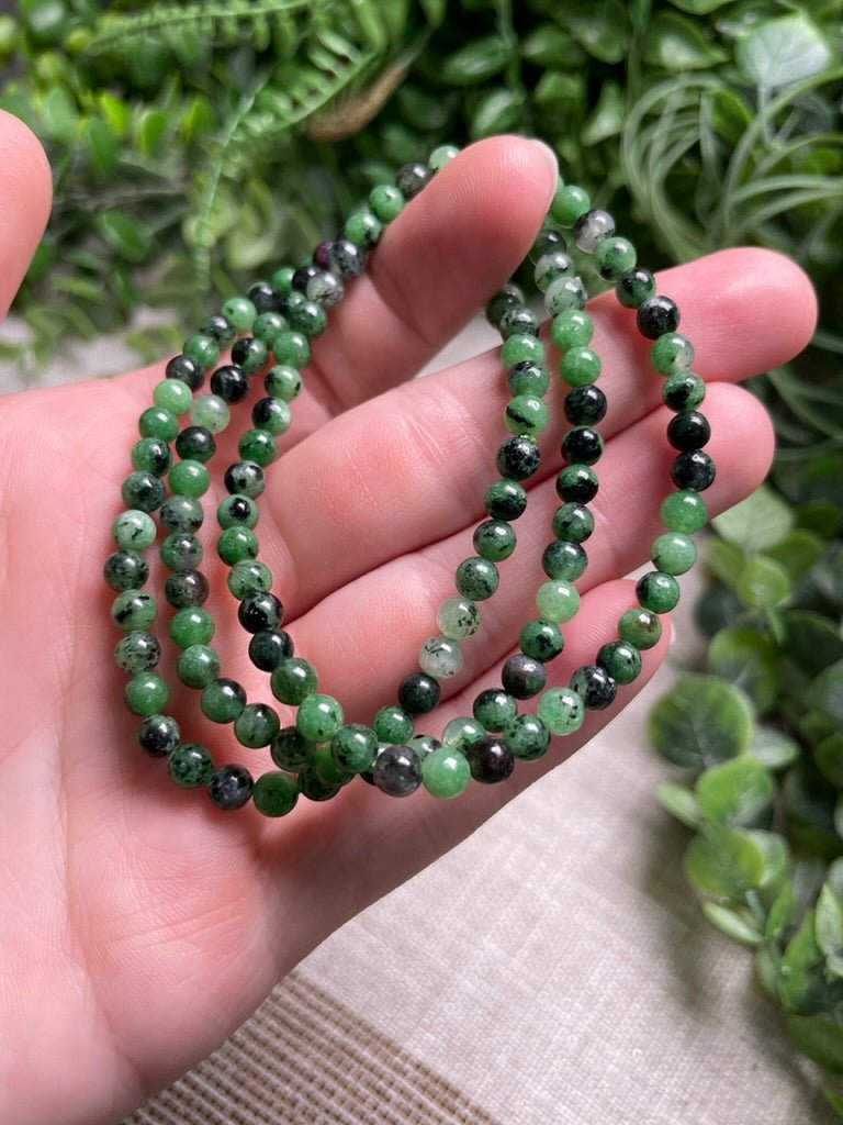 Ruby in Zoisite 4mm Beaded Bracelet | Copper Ashes