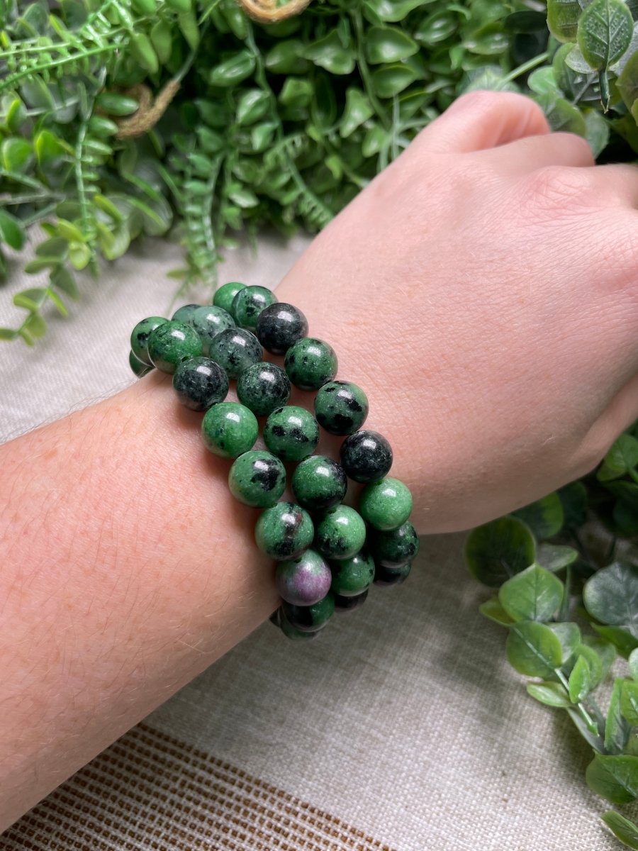 Ruby Zoisite 10mm Beaded Bracelet | Copper Ashes
