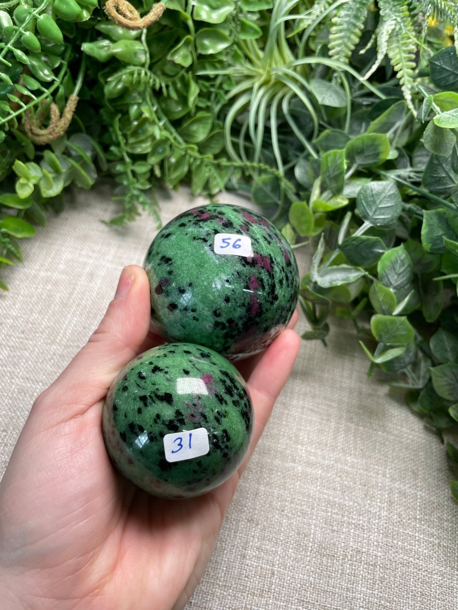 Ruby Zoisite Sphere | Copper Ashes