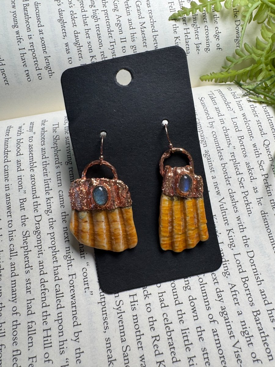 Shell and Labradorite Earrings | Copper Ashes