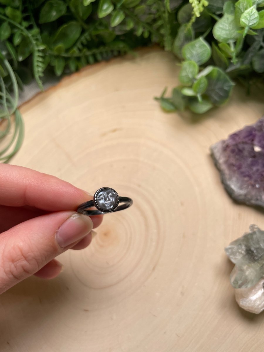 Silver Moonstone Goddess Ring Size 8 | Copper Ashes