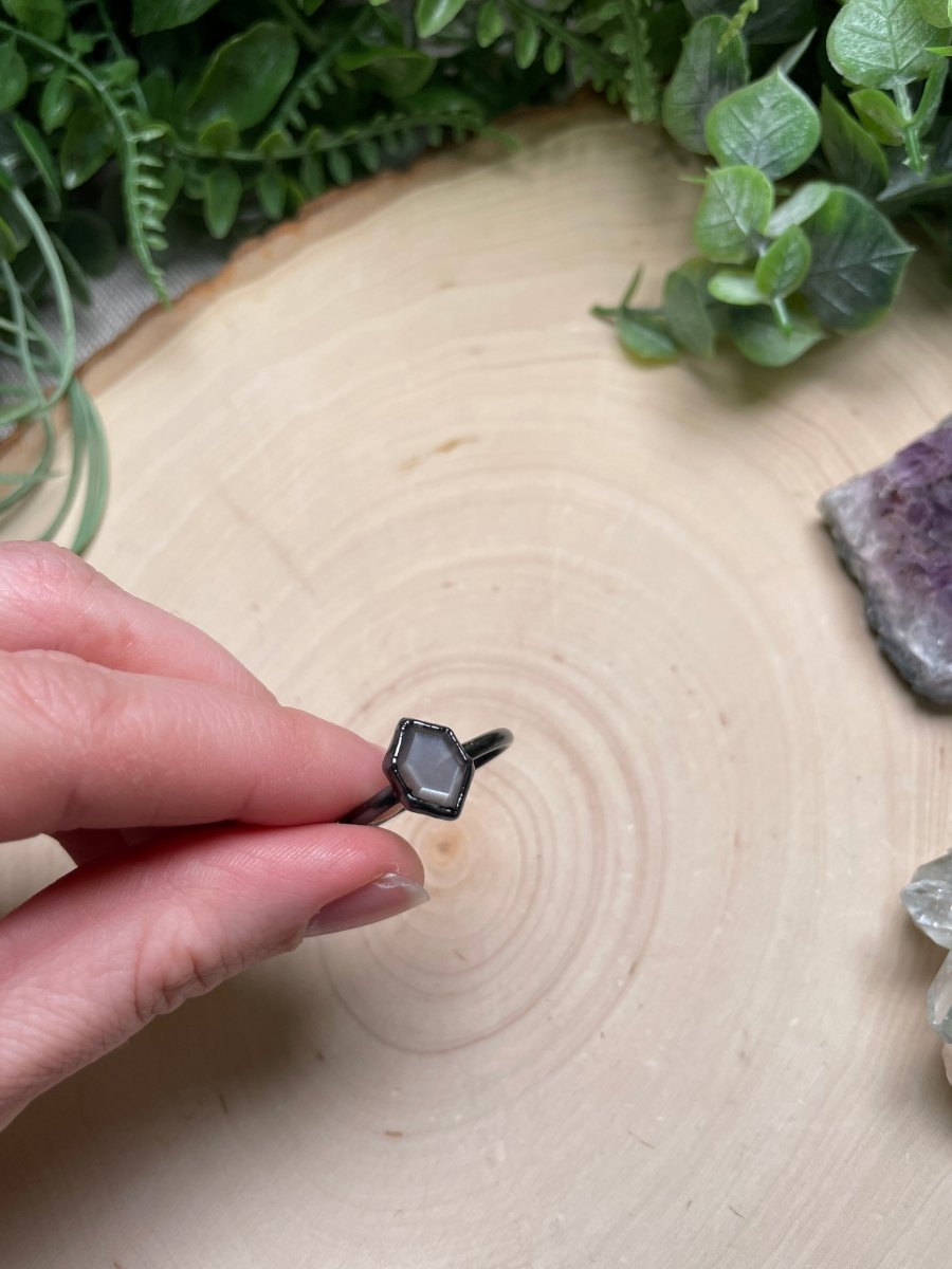 Silver Moonstone Ring Size 11 | Copper Ashes