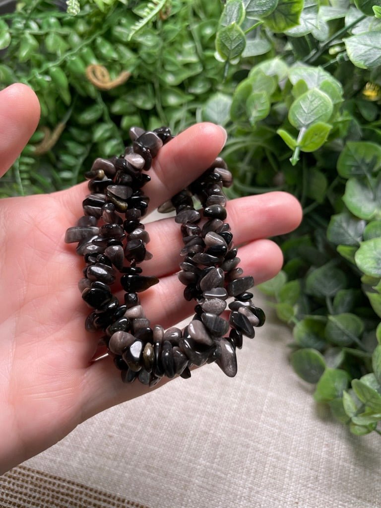 Silver Sheen Obsidian Chip Bracelet | Copper Ashes
