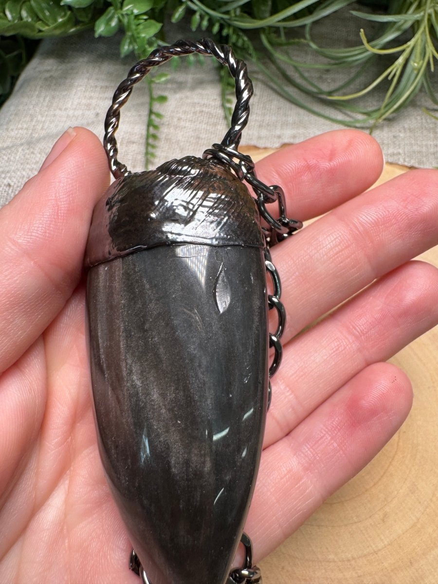 Silver Sheen Obsidian Necklace | Copper Ashes
