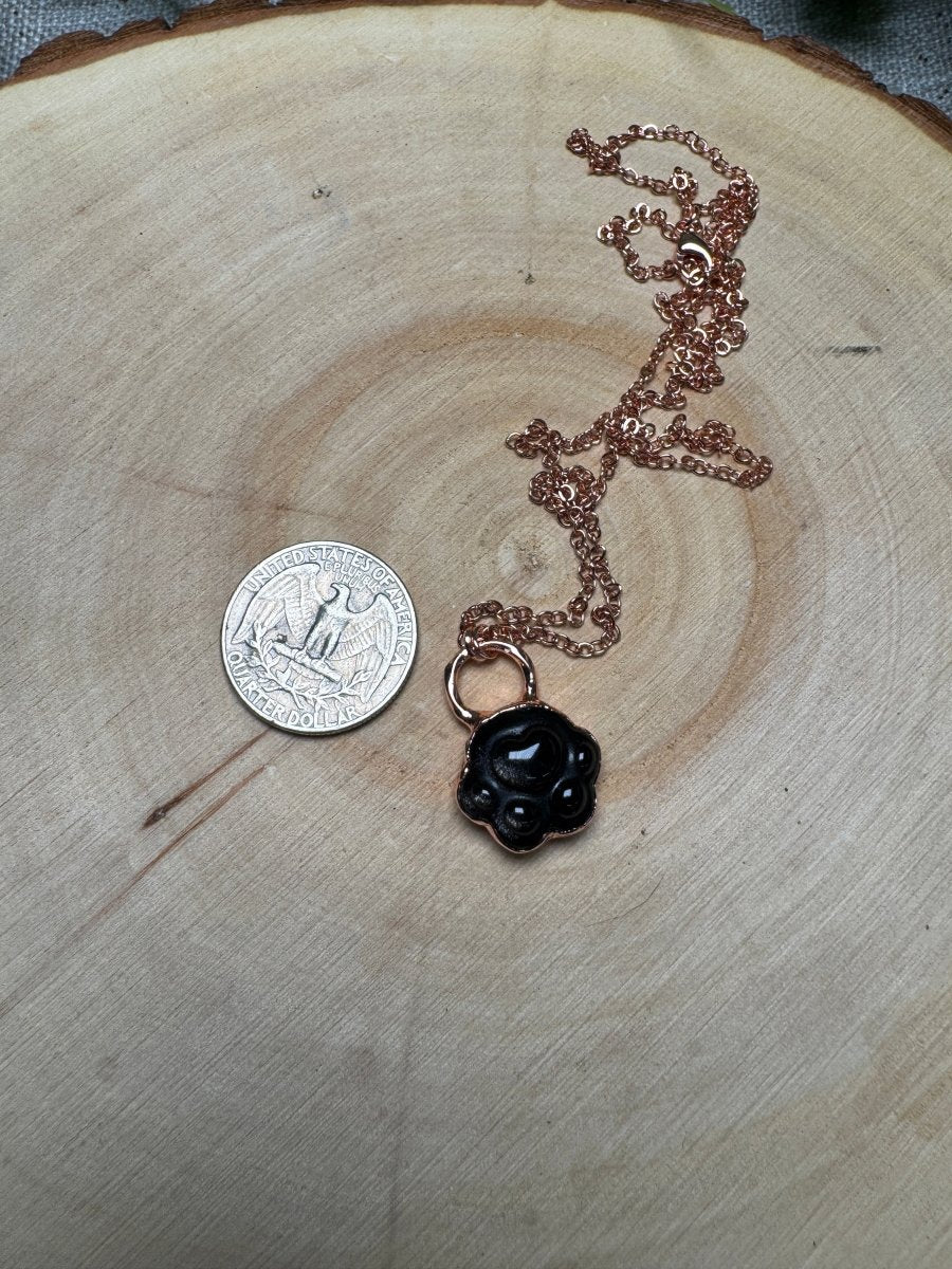 Silver Sheen Obsidian Paw Necklace | Copper Ashes