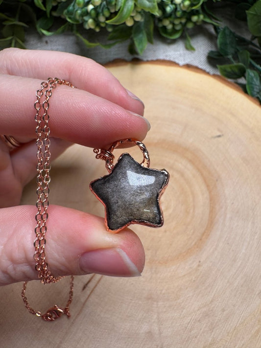 Silver Sheen Obsidian Star Necklace | Copper Ashes