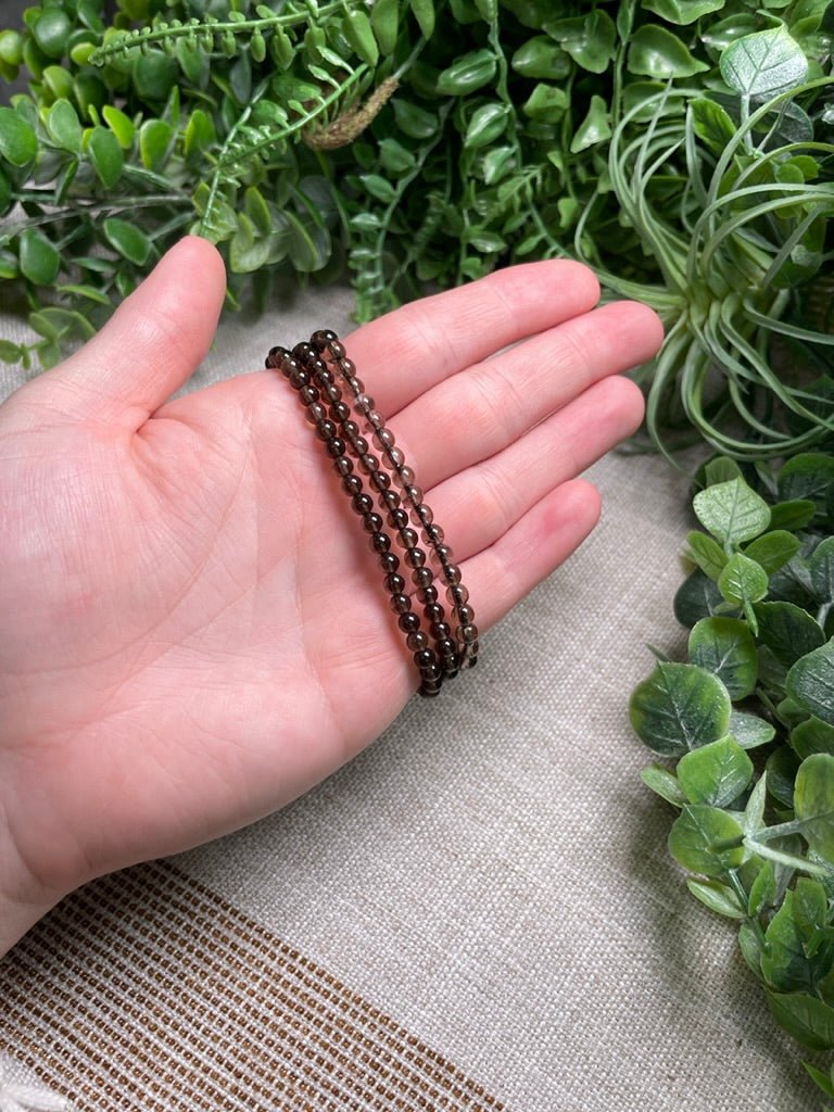 Smoky Quartz 4mm Beaded Bracelet | Copper Ashes