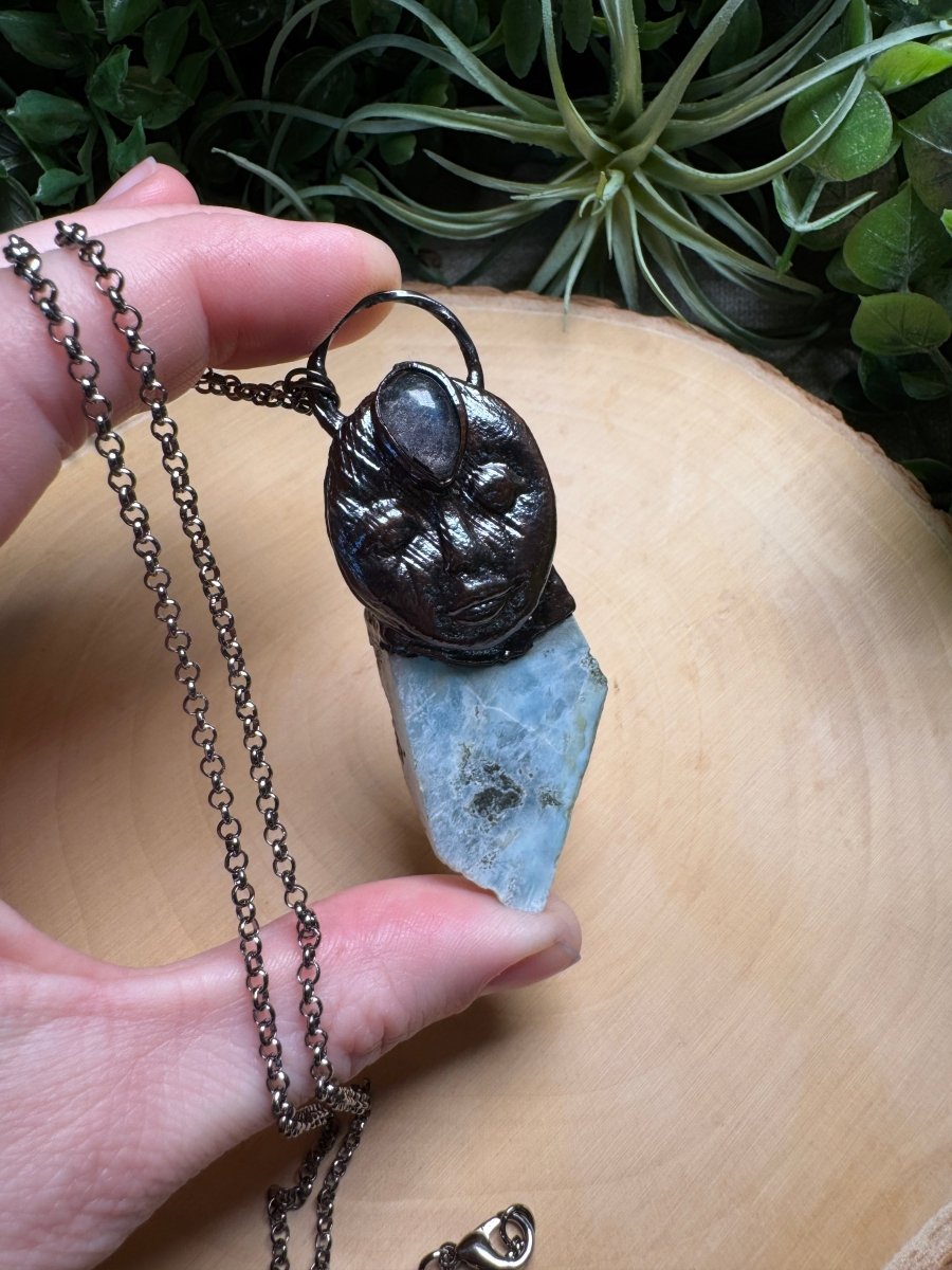 Sophia - Labradorite and Larimar Goddess Necklace | Copper Ashes