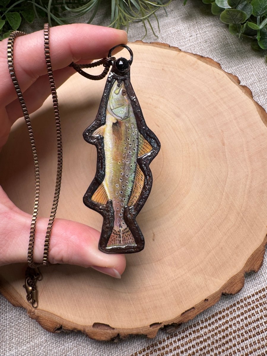Speckled Trout and Black Rutile Quartz Necklace | Copper Ashes