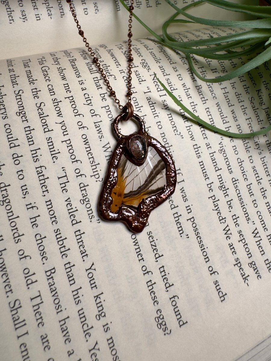 Sunstone and Butterfly Wing Necklace | Copper Ashes