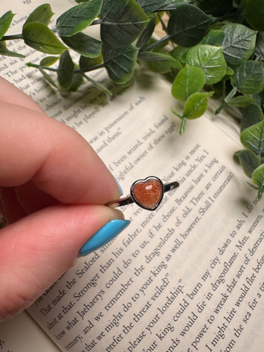 Sunstone Heart Adjustable Ring | Copper Ashes