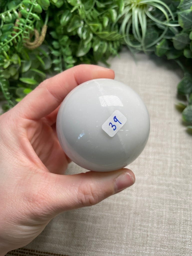 Synthetic White Jade Sphere | Copper Ashes