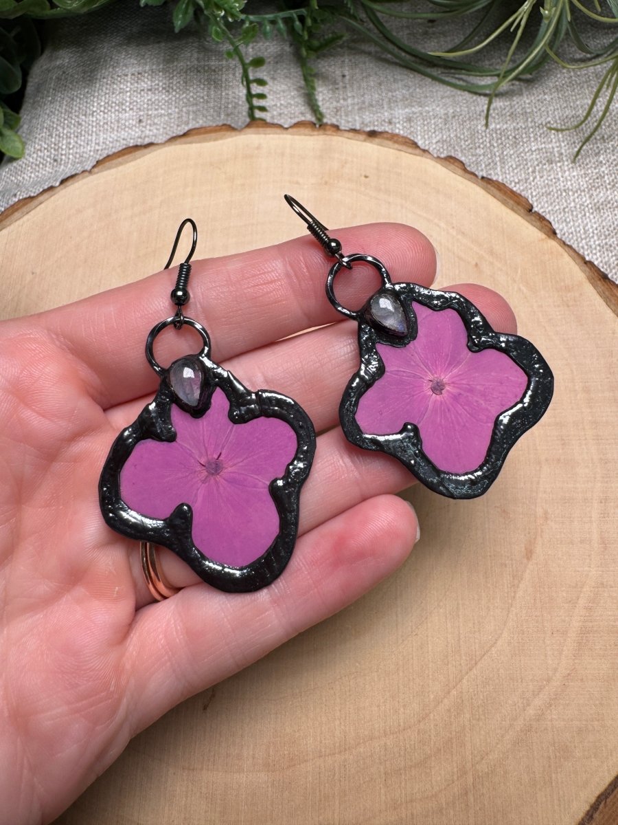 Twinkleaura - Moonstone and Flower Earrings | Copper Ashes