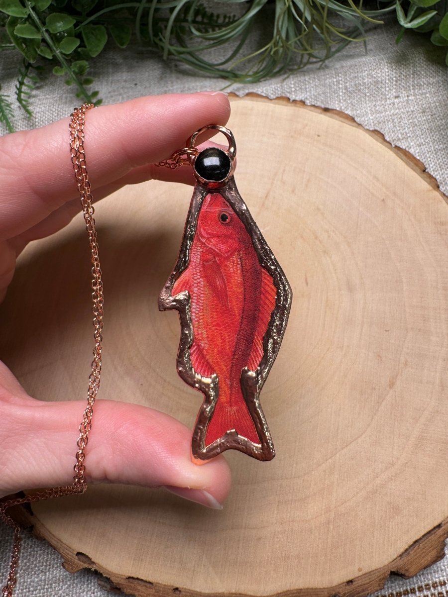 Vermilion Snapper and Obsidian Necklace | Copper Ashes