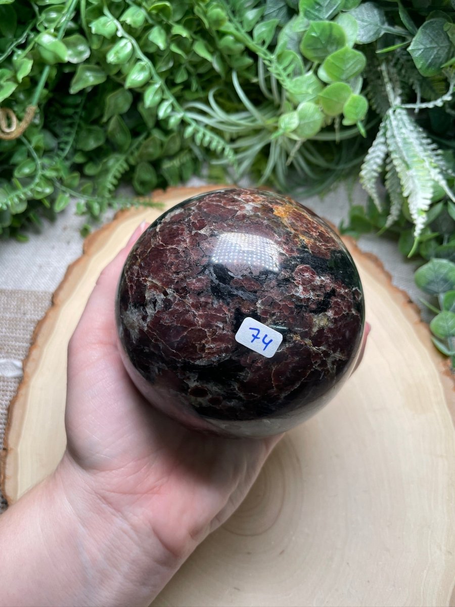 XL Garnet in Astrophyllite Sphere | Copper Ashes