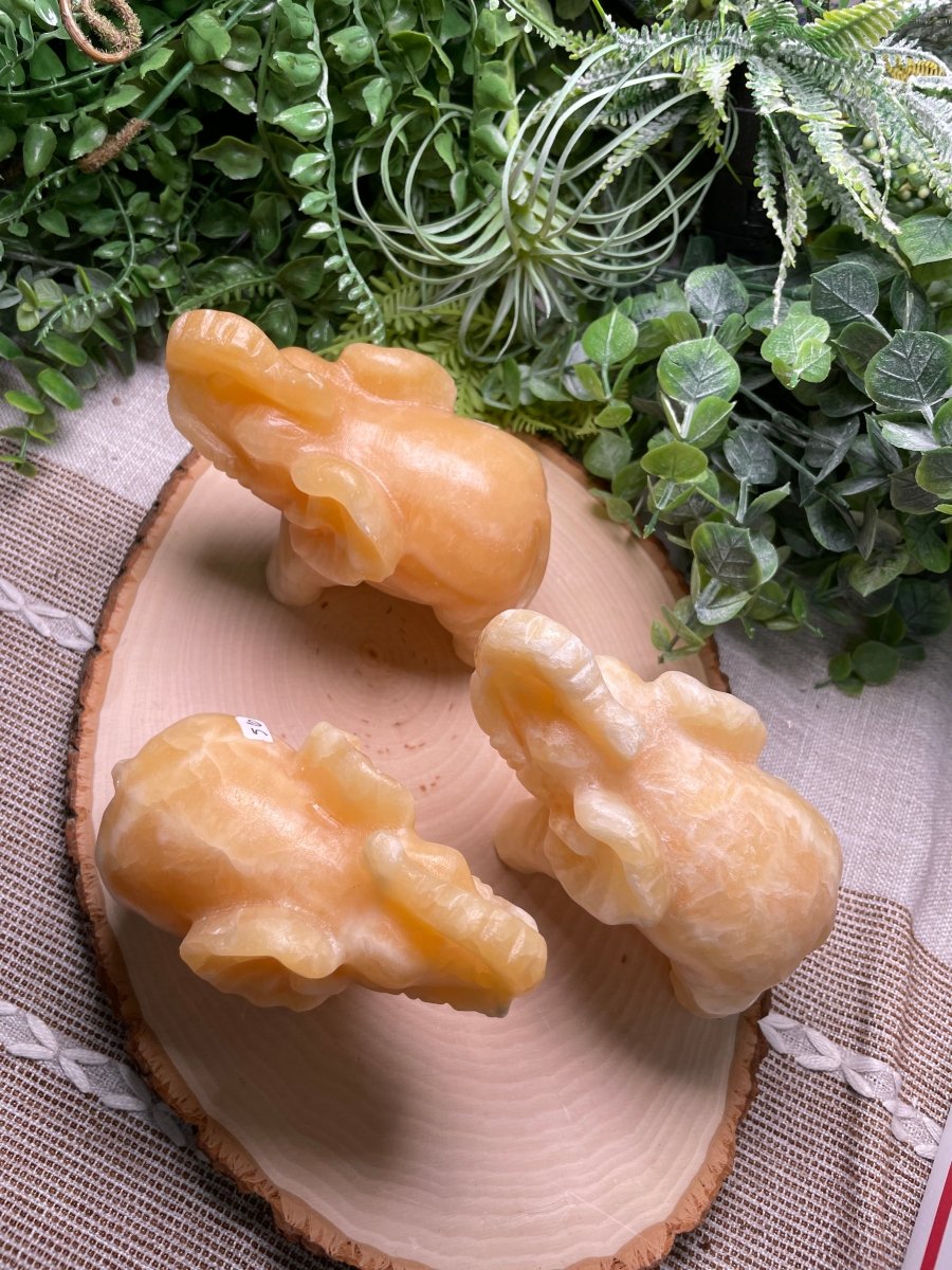XL Yellow Calcite Elephant | Copper Ashes