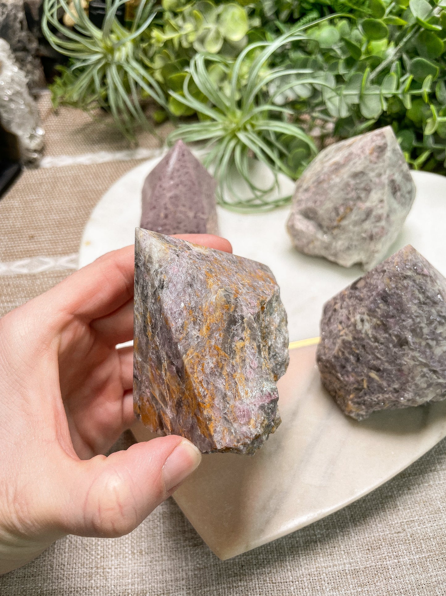 Lepidolite Half Polished Tower