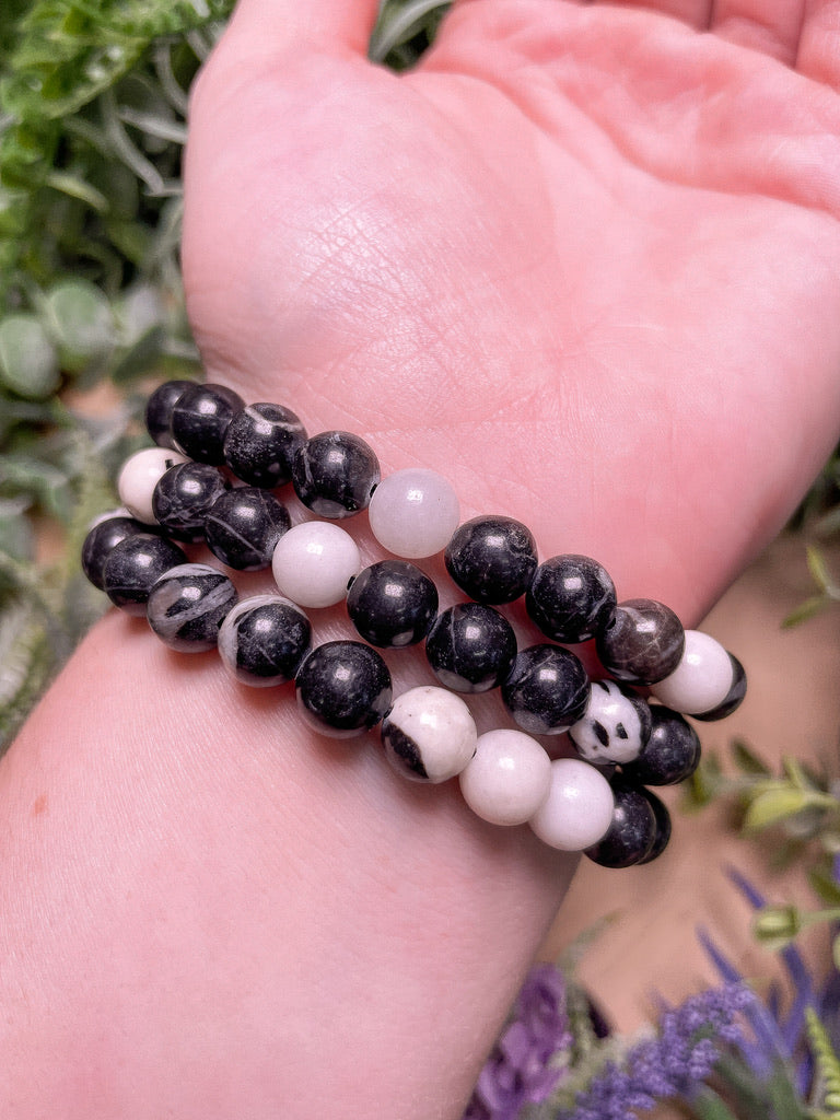 8mm Beaded Zebra Jasper Bracelet