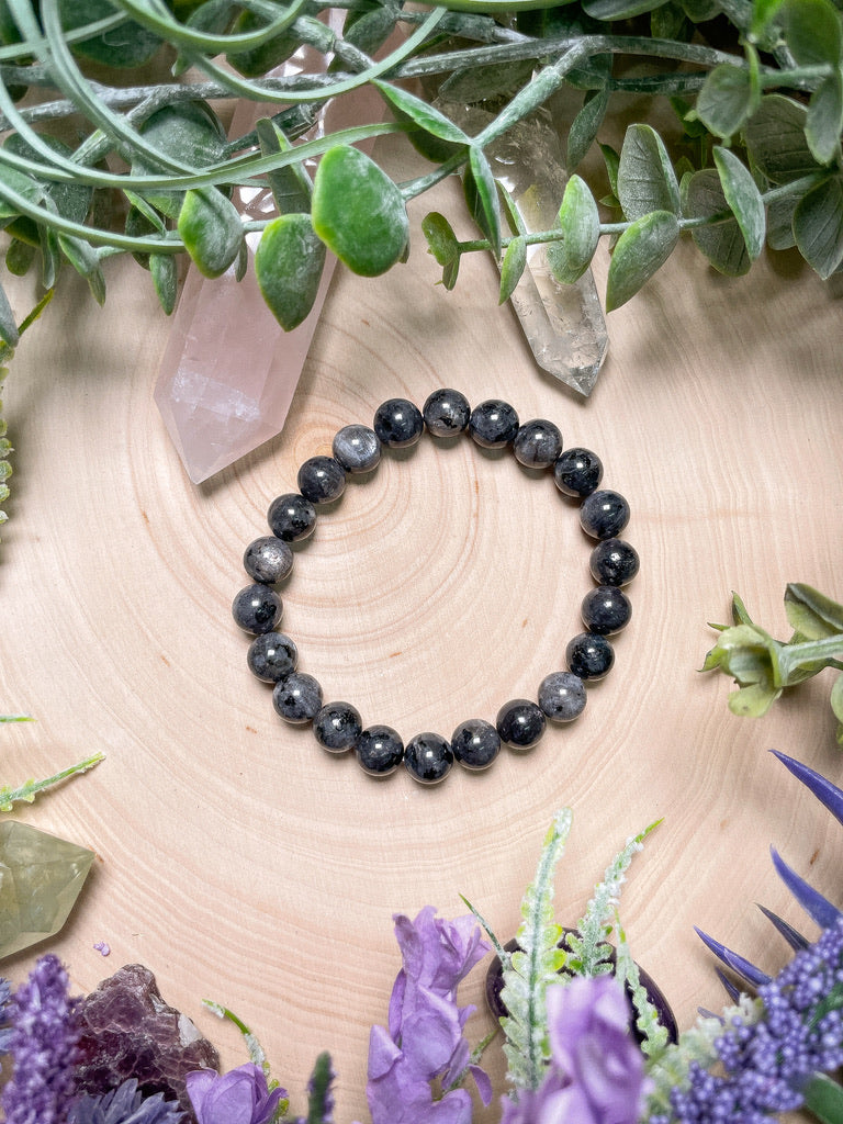 8mm Beaded Larvikite Bracelet