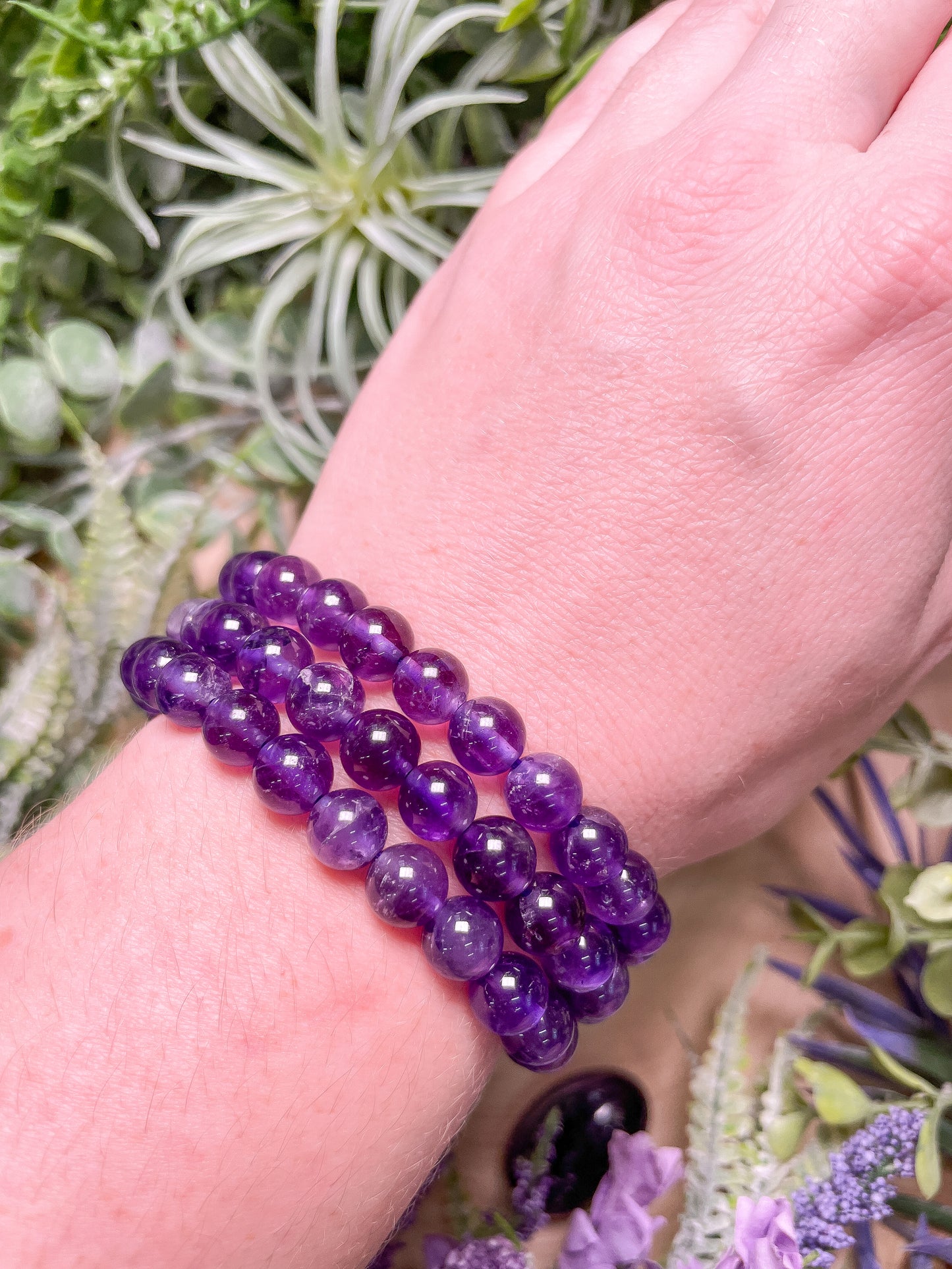 8mm Beaded Amethyst Bracelet