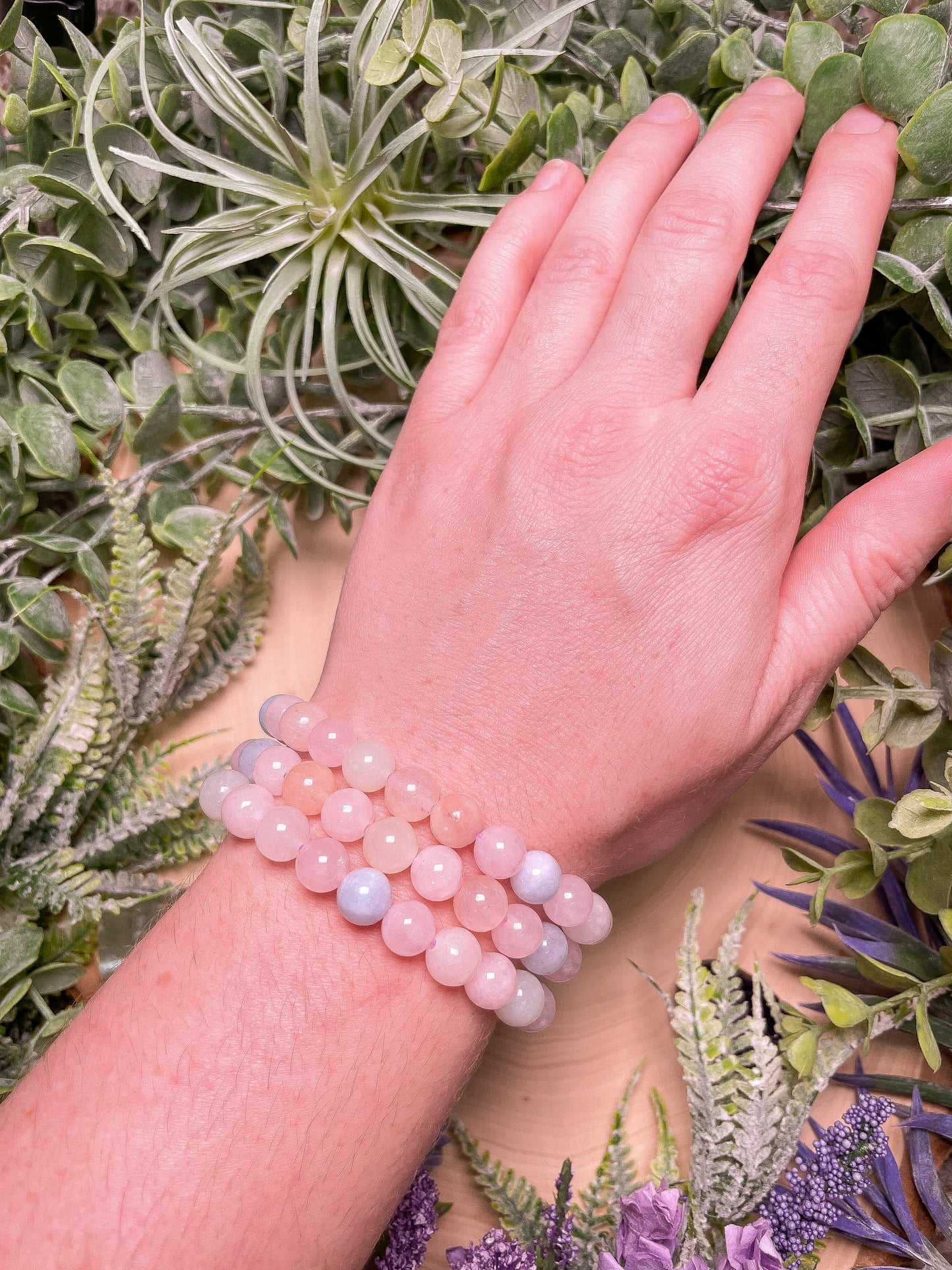 8mm Beaded Morganite Bracelet