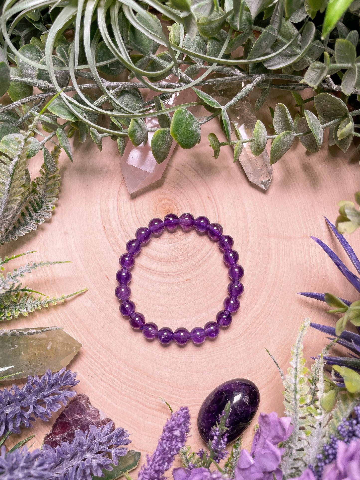 8mm Beaded Amethyst Bracelet