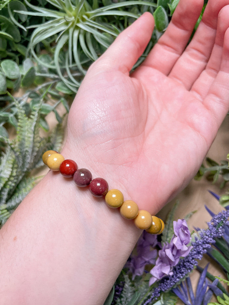 8mm Beaded Mookaite Jasper Bracelet