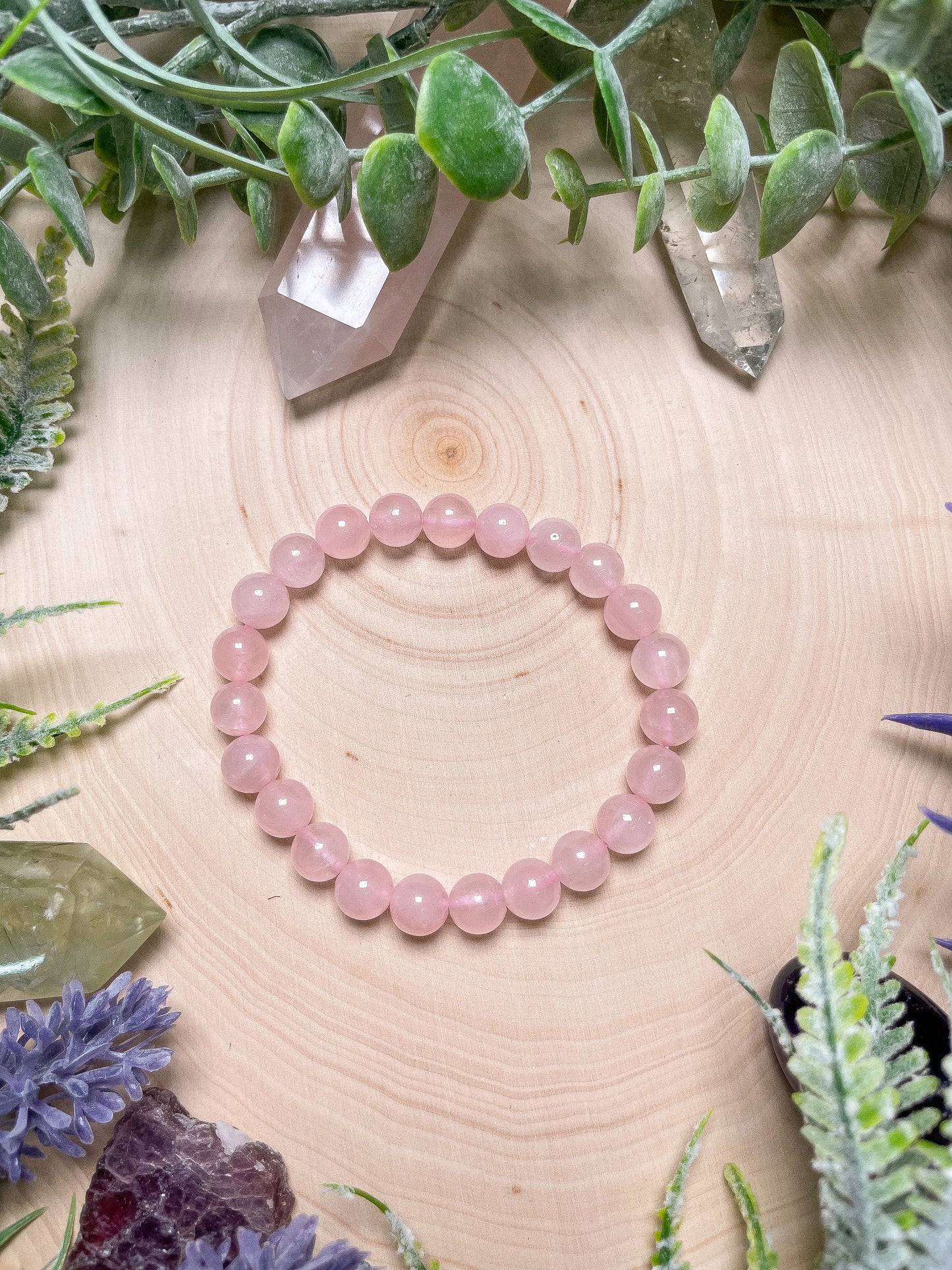 8mm Beaded Rose Quartz Bracelet
