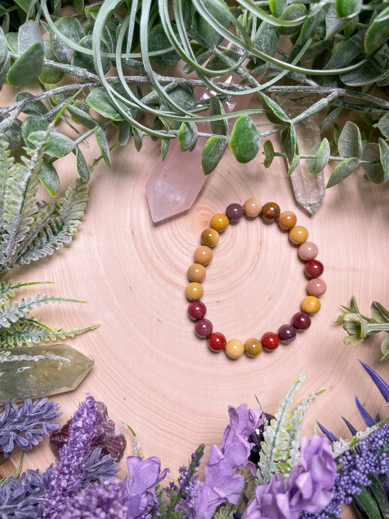 8mm Beaded Mookaite Jasper Bracelet