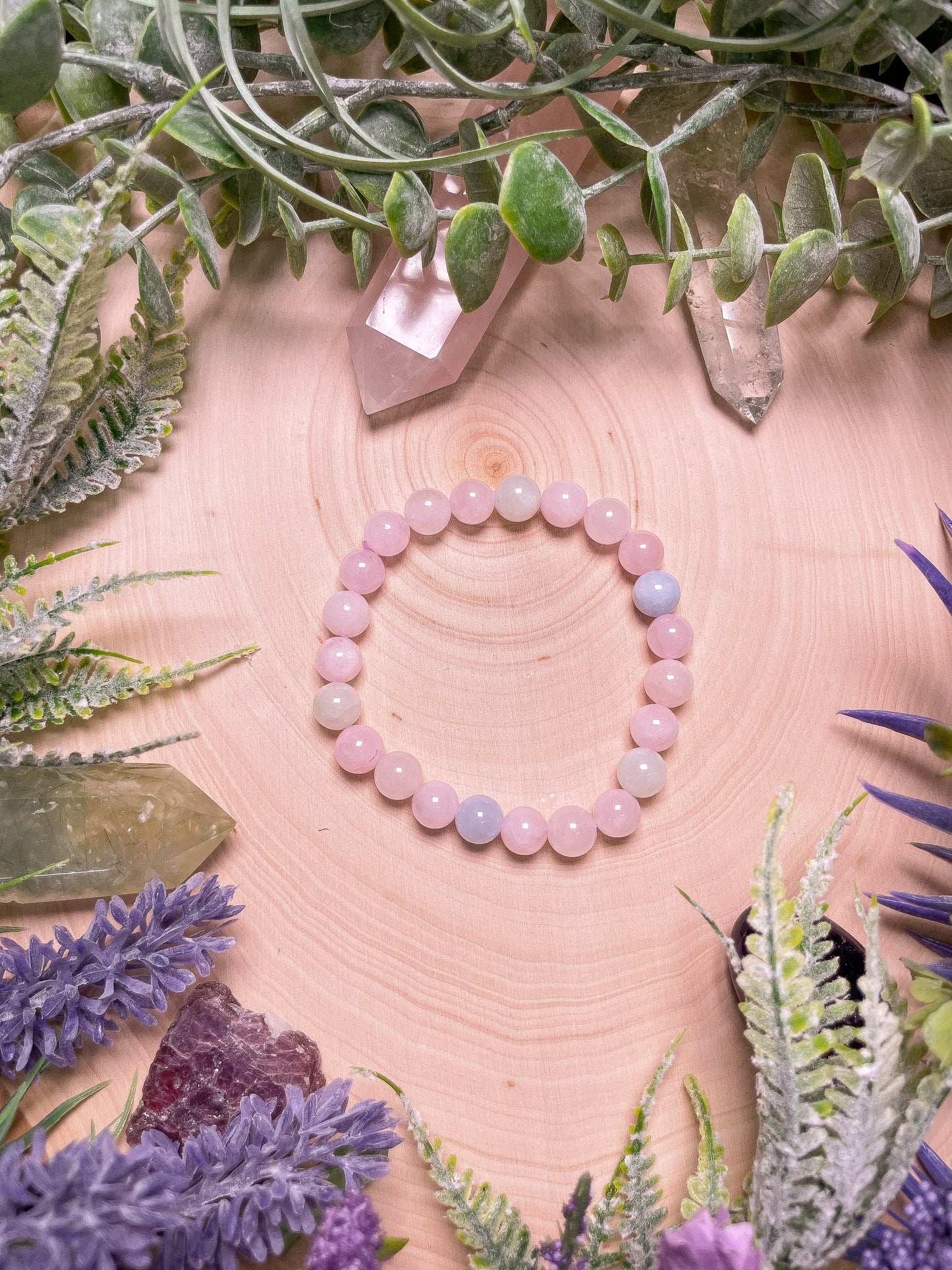 8mm Beaded Morganite Bracelet