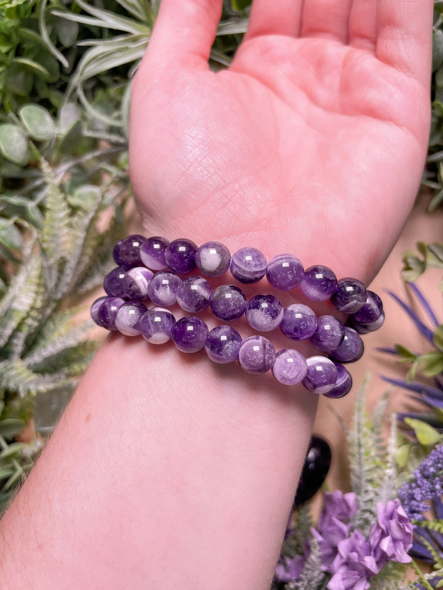 8mm Beaded Dream Amethyst Bracelet