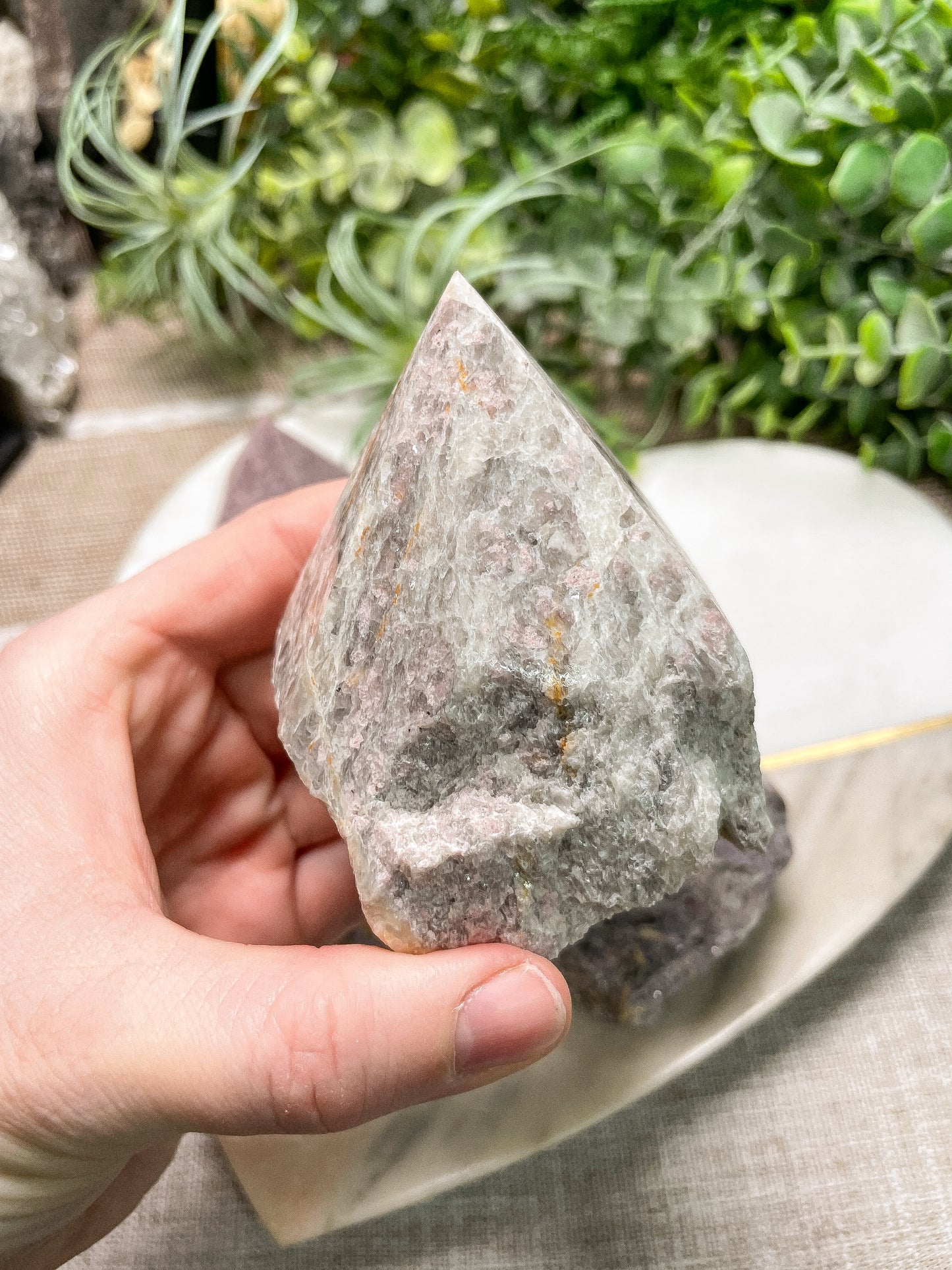 Lepidolite Half Polished Tower