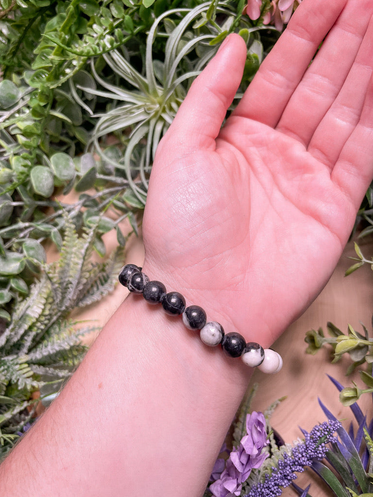 8mm Beaded Zebra Jasper Bracelet