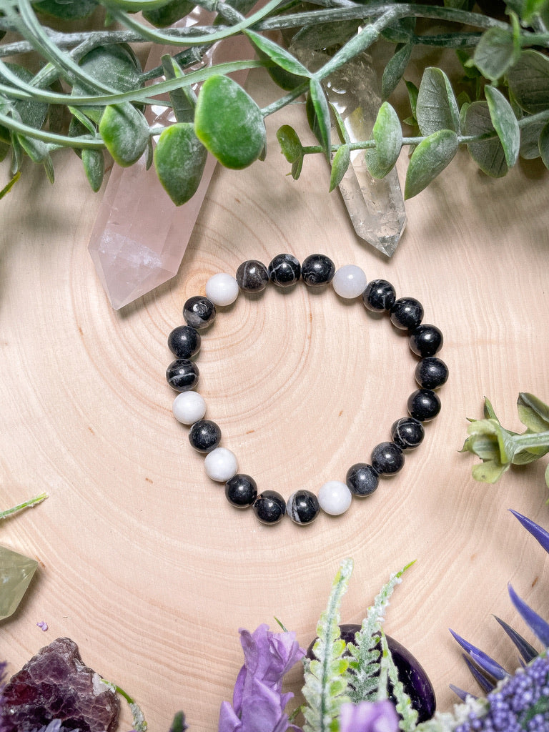8mm Beaded Zebra Jasper Bracelet