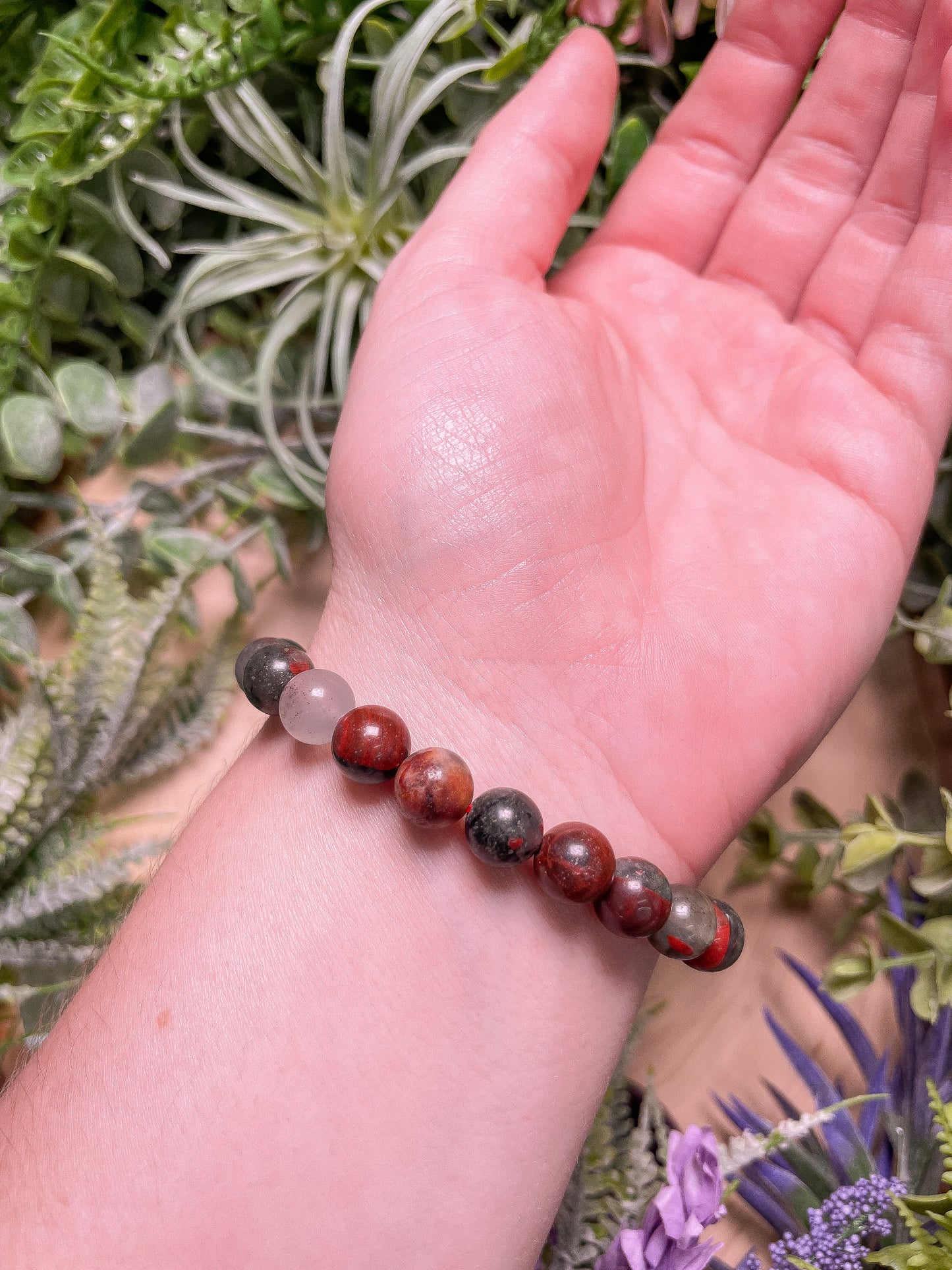 8mm Beaded Bloodstone Bracelet