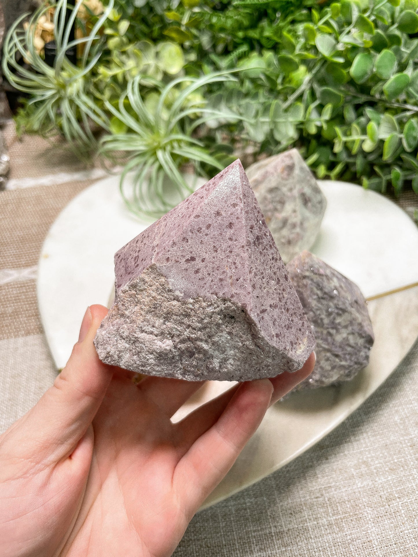 Lepidolite Half Polished Tower