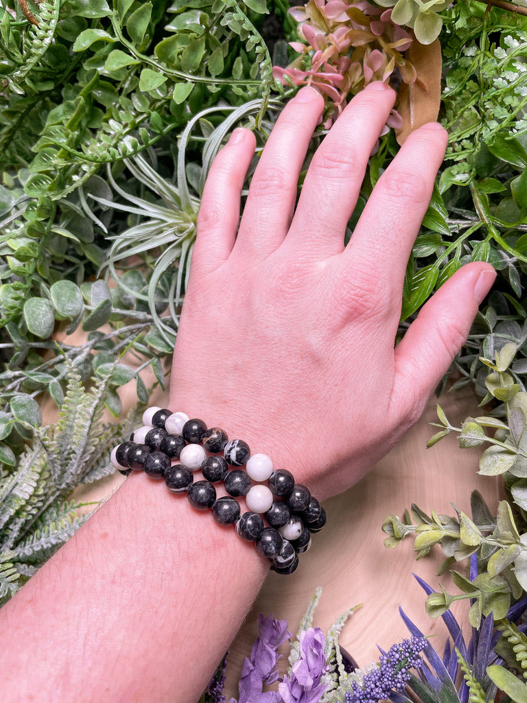 8mm Beaded Zebra Jasper Bracelet
