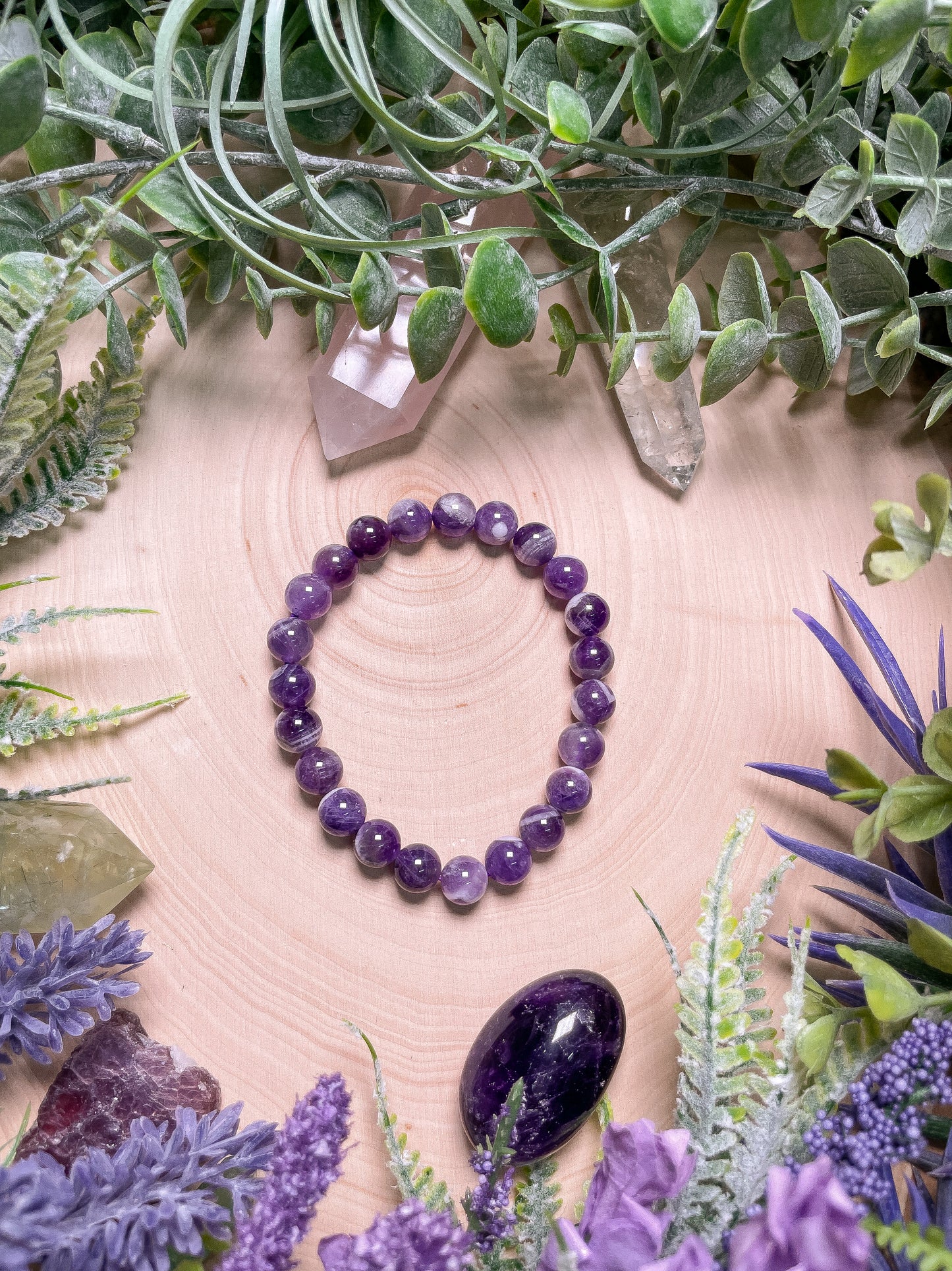 8mm Beaded Dream Amethyst Bracelet