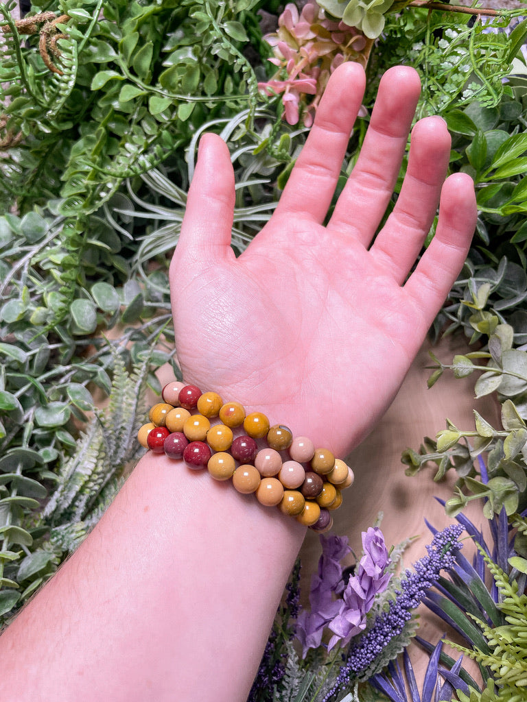 8mm Beaded Mookaite Jasper Bracelet
