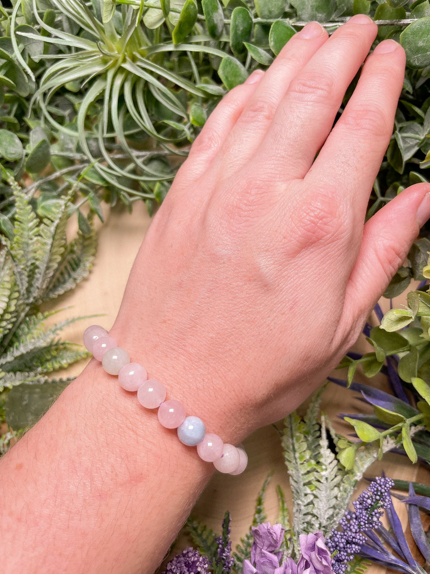 8mm Beaded Morganite Bracelet