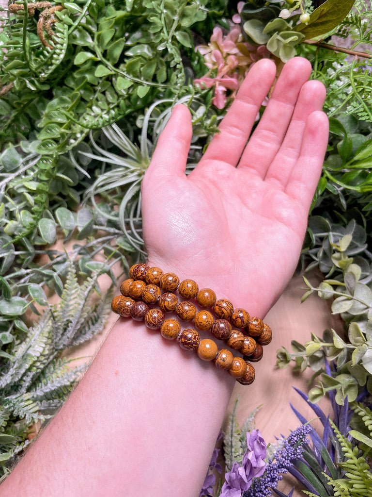 8mm Beaded Golden Jasper Bracelet | Copper Ashes