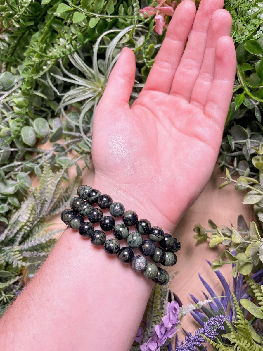 8mm Beaded Kambaba Jasper Bracelet | Copper Ashes