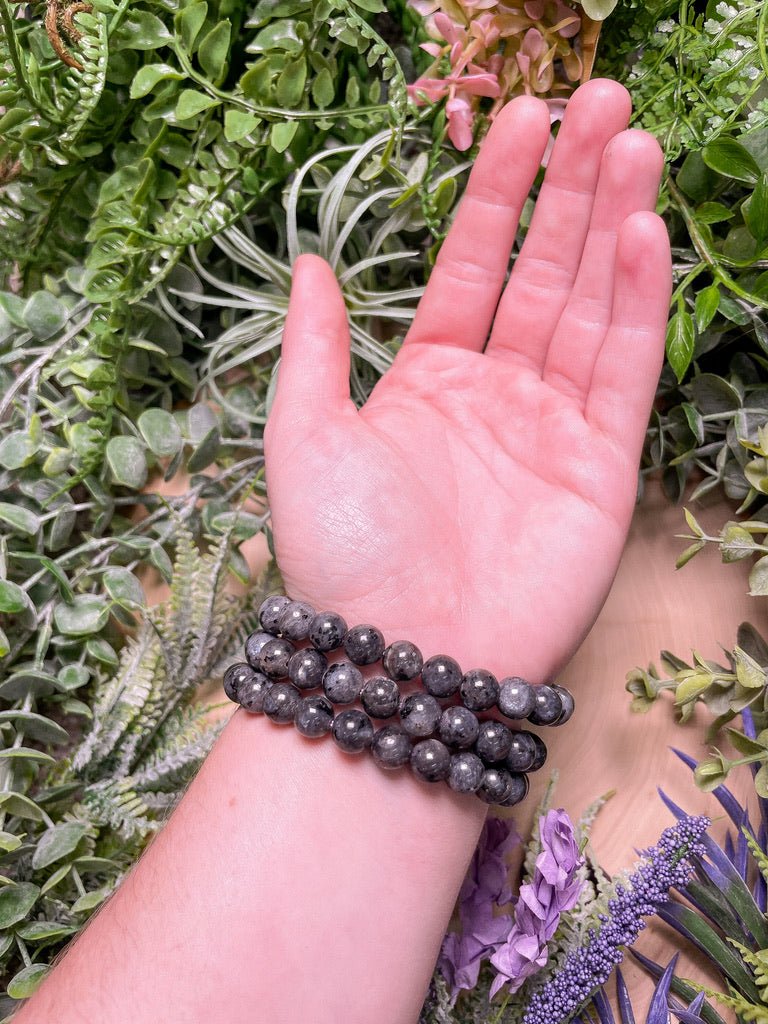 8mm Beaded Larvikite Bracelet | Copper Ashes